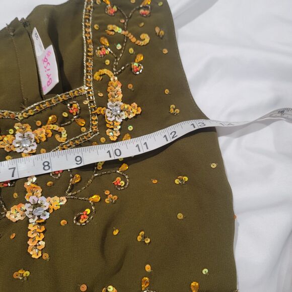 Brisa Womens Top Size Xs Green Beaded Sequin‎ Fairy Ren Faire India - Picture 5 of 6